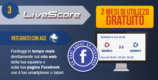 LiveScore a soli 49 euro tutto l'anno/tutte le partite/tutte le squadre che vuoi. Punteggi in tempo reale direttamente sul  sito web della tua squadra o sulla tua pagina Facebook con il tuo smartphone o tablet